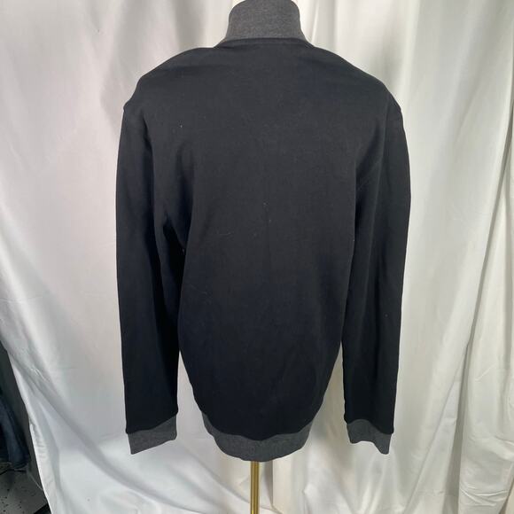 Alfani Black Zip Bomber Jacket Sweatshirt Small Cotton Knit Grey Pockets New - Picture 2 of 16